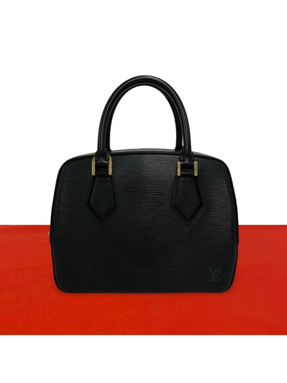 Louis Vuitton Blanc Log Epi Leather Mini Boston Bag Noir Black